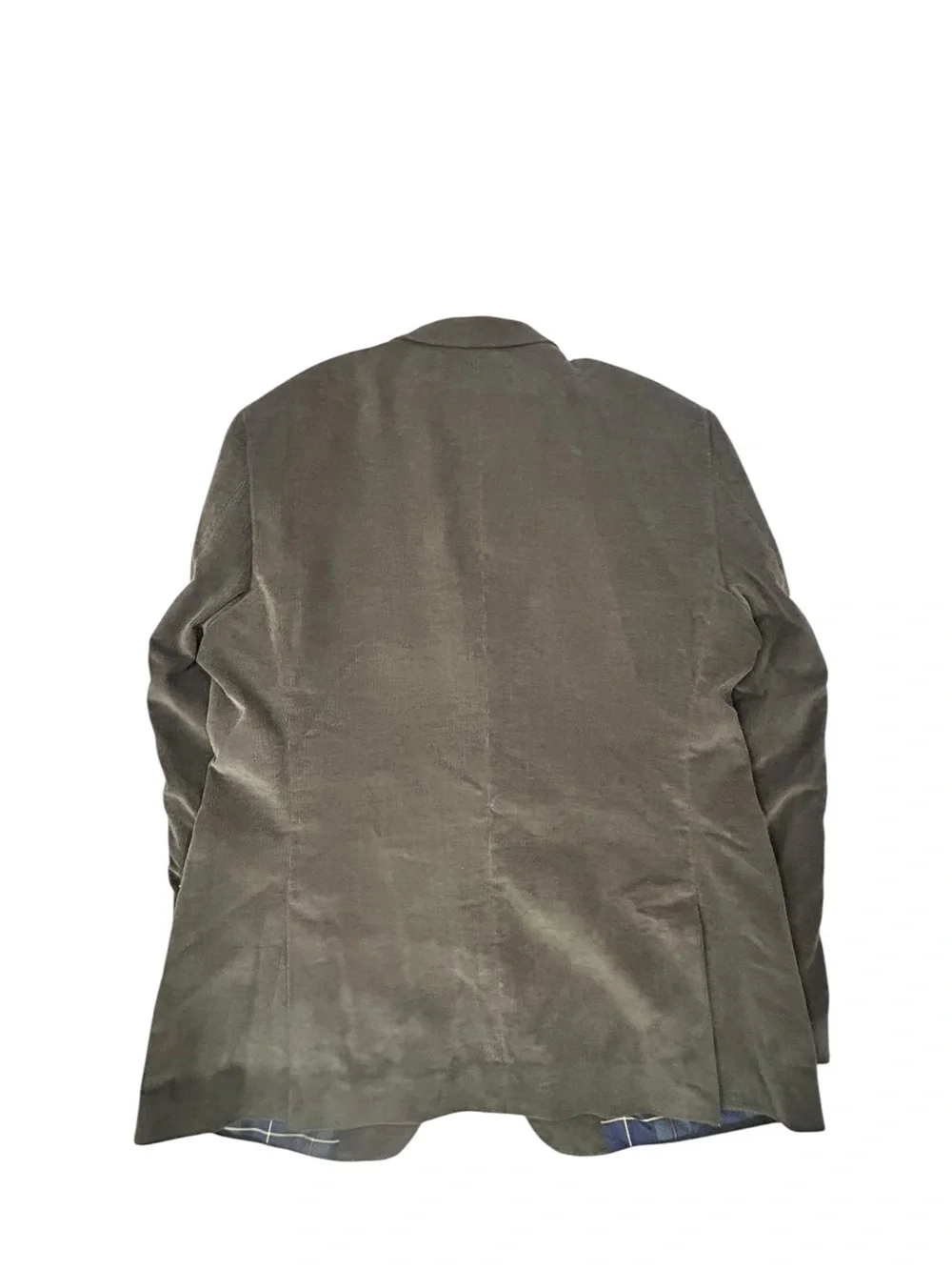 Alan Flusser Olive‎ Brown Corduroy Blazer with Tartan Plaid Lining Men’s Large